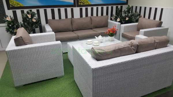 Плетеная мебель «Louisiana» patio set white&beige