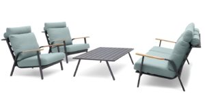 Malmo с 2-х местным диваном, комплект лаунж мебели антрацит зелёный, алюминий