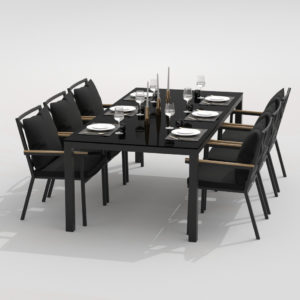 Мебель алюминиевая для веранды обеденная группа CANA FESTA plus 200 carbone black