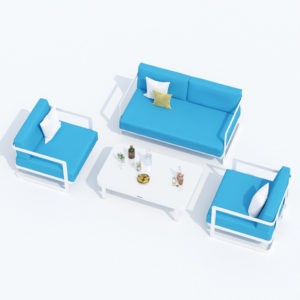 Мебель для патио алюминиевая SILENA white blue Лаунж зона