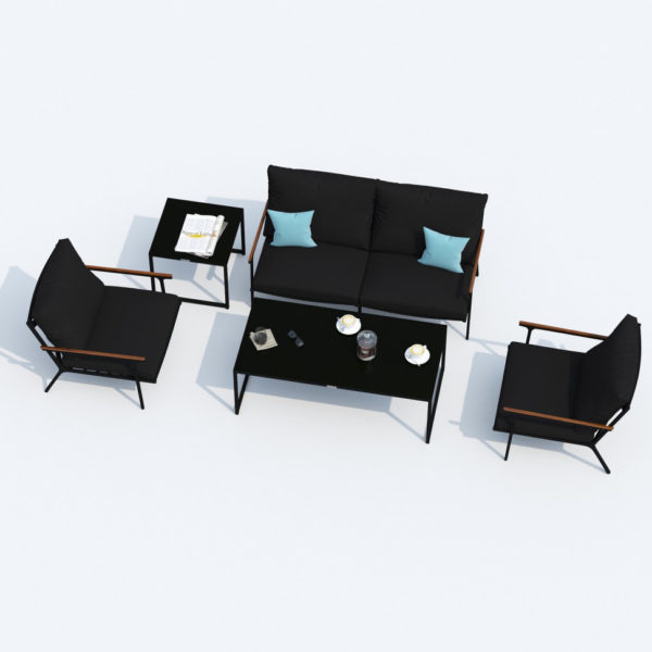 Мебель для веранд алюминиевая FESTA black Лаунж зона с двухместным диваном