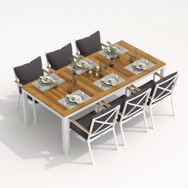 Мебель для веранд обеденная TELLA FESTA plus white anthracite стол тик 220