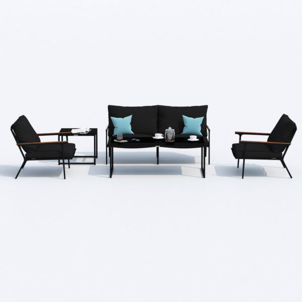 Мебель из алюминия FESTA black Лаунж зона с двухместным диваном