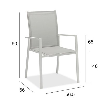 Sater Уличный стул белый + серый, алюминий + текстилен размеры