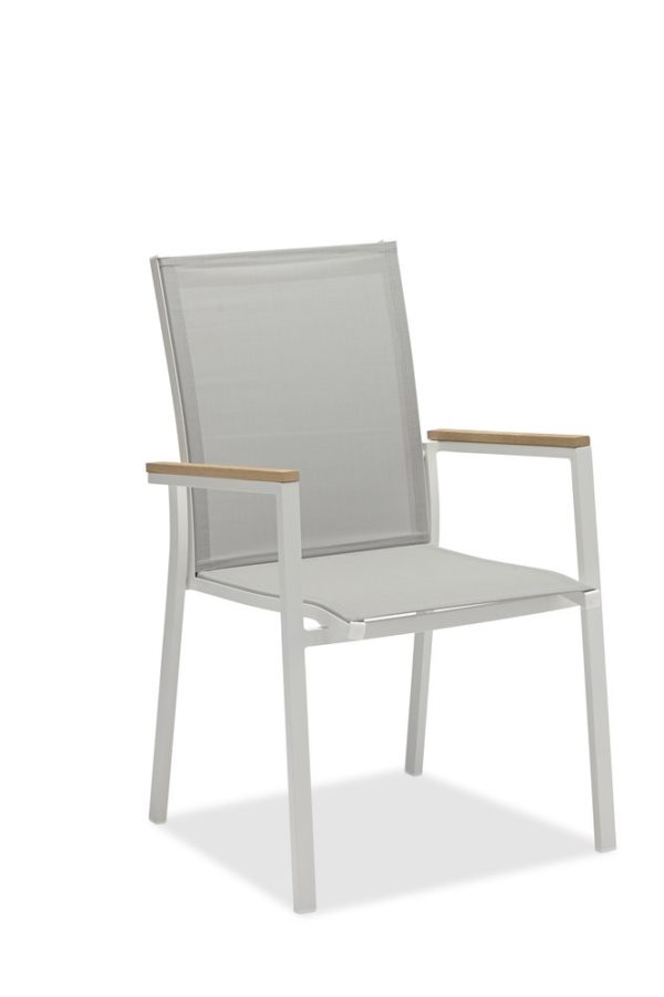 Sater обеденный стул белый + серый, алюминий + текстилен