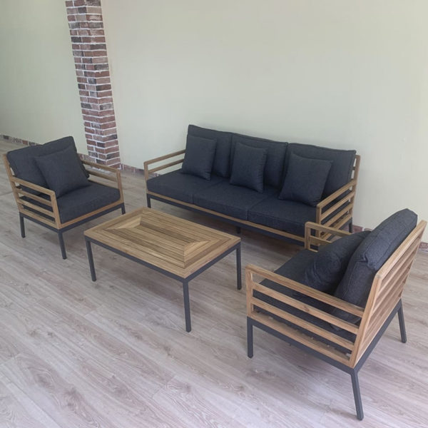 Мебель из тика, Лаунж зона Egmont диван 3 места, кресла, столик