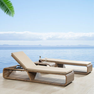 Пляжная мебель "Mariana" лежак + стол, цвет соломенный